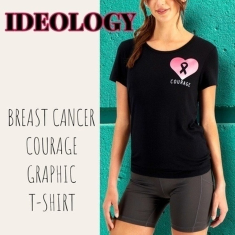 ID IDEOLOGY Black-Pink Breast Cancer Courage Research Graphic T-Shirt-Md NWT